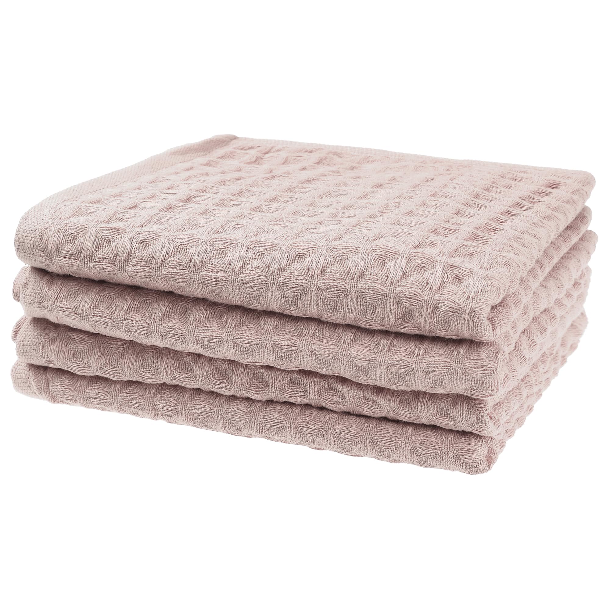 100% Cotton Waffle Weave Hand Towels - Pink, Pack of 4