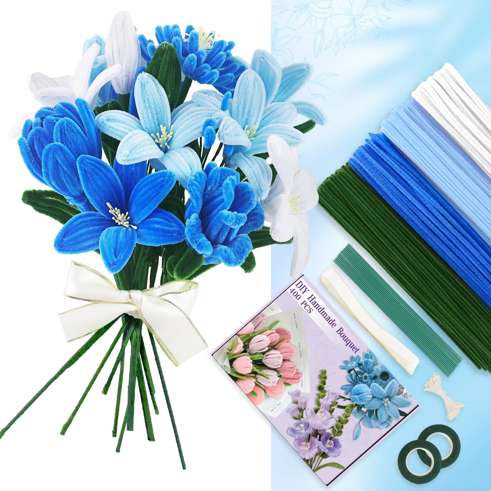DGHOME 400pcs Pipe Cleaners Craft Kit | Chenille Stems for Tulip Bouquet