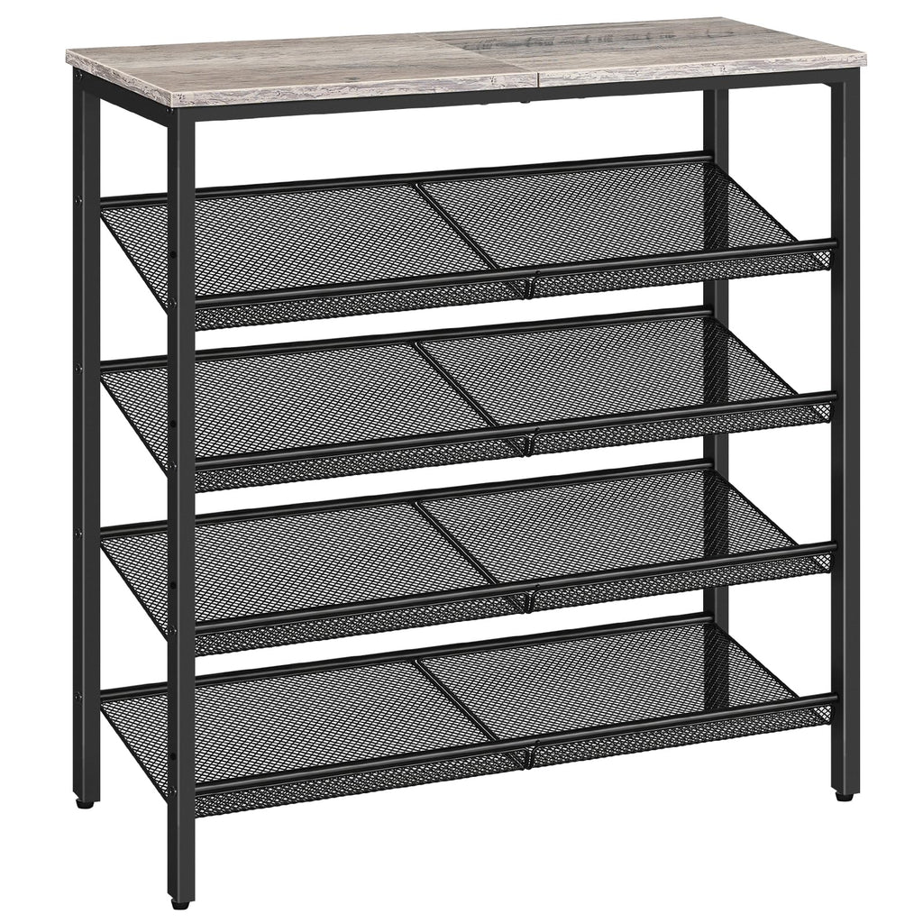 HOOBRO 5-Tier Shoe Rack – Industrial Metal Organizer for 20 Pairs