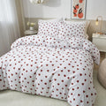 Ruccit Red Heart Duvet Cover Set | 100% Cotton Double Bedding - 3pcs