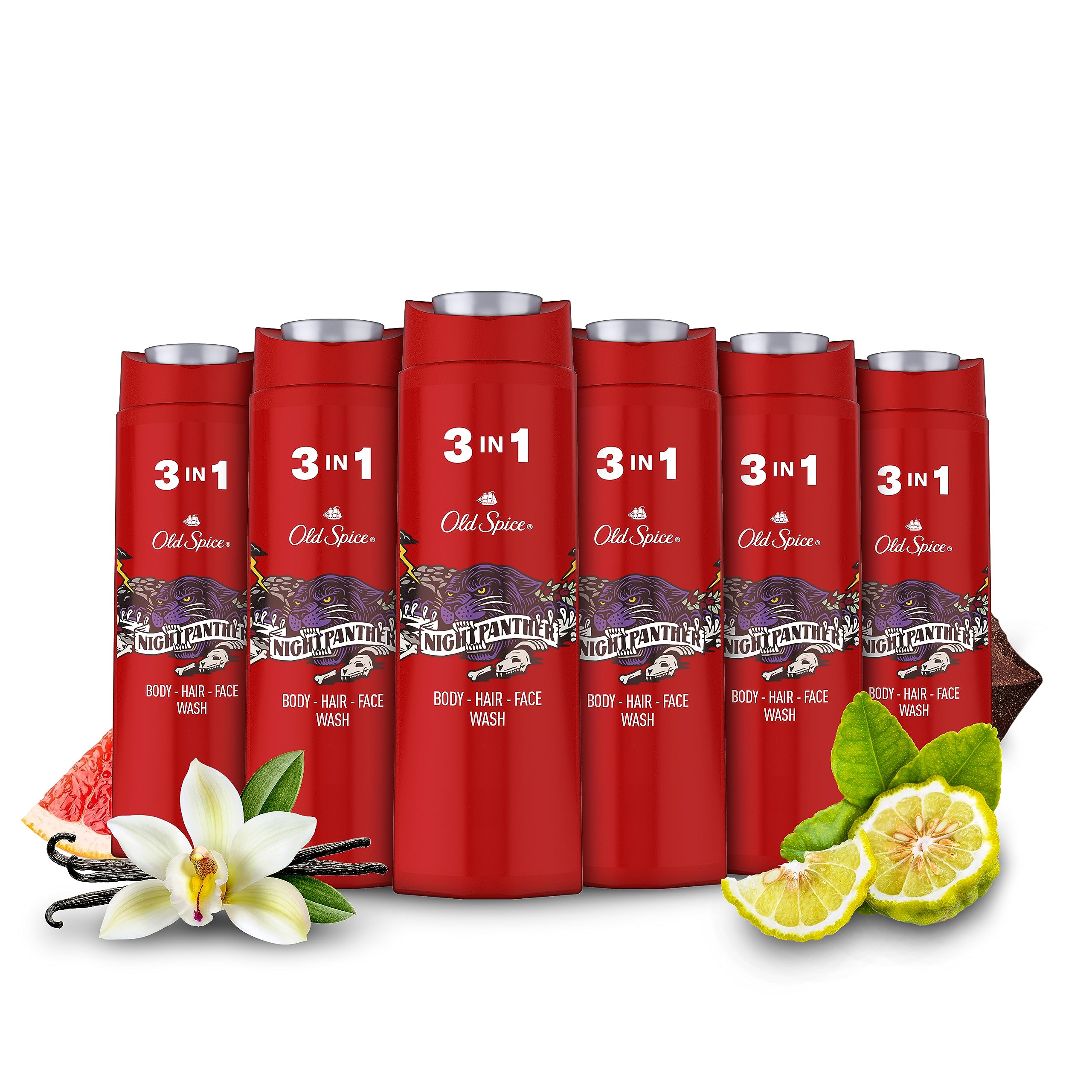 Old Spice Nightpanther 3-in-1 Body Wash & Shampoo - 6x400ml Multipack