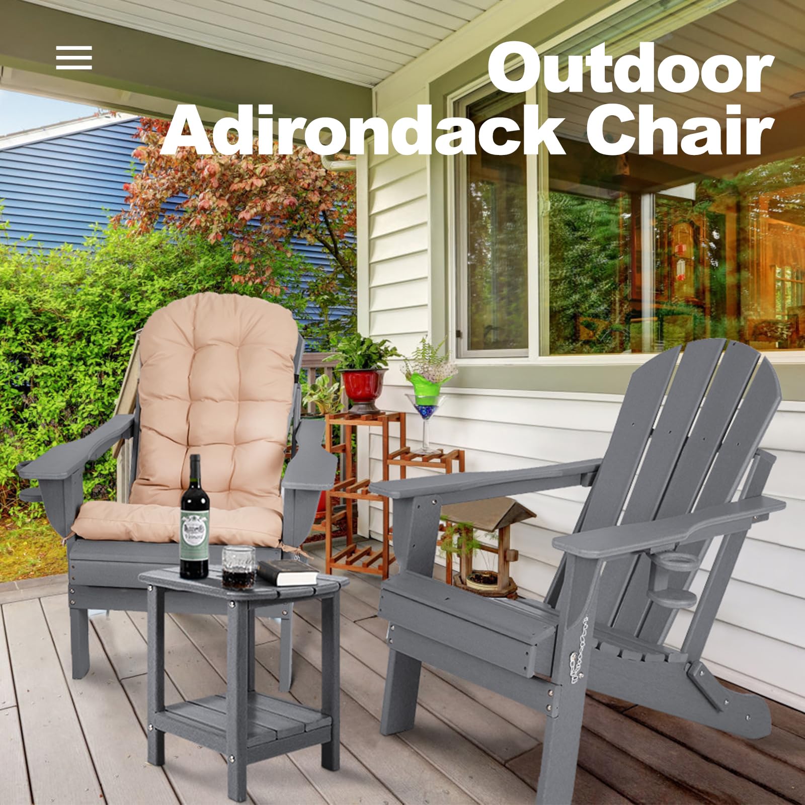 NALONE 2-Tier Adirondack Side Table – Weatherproof HDPE Outdoor End Table