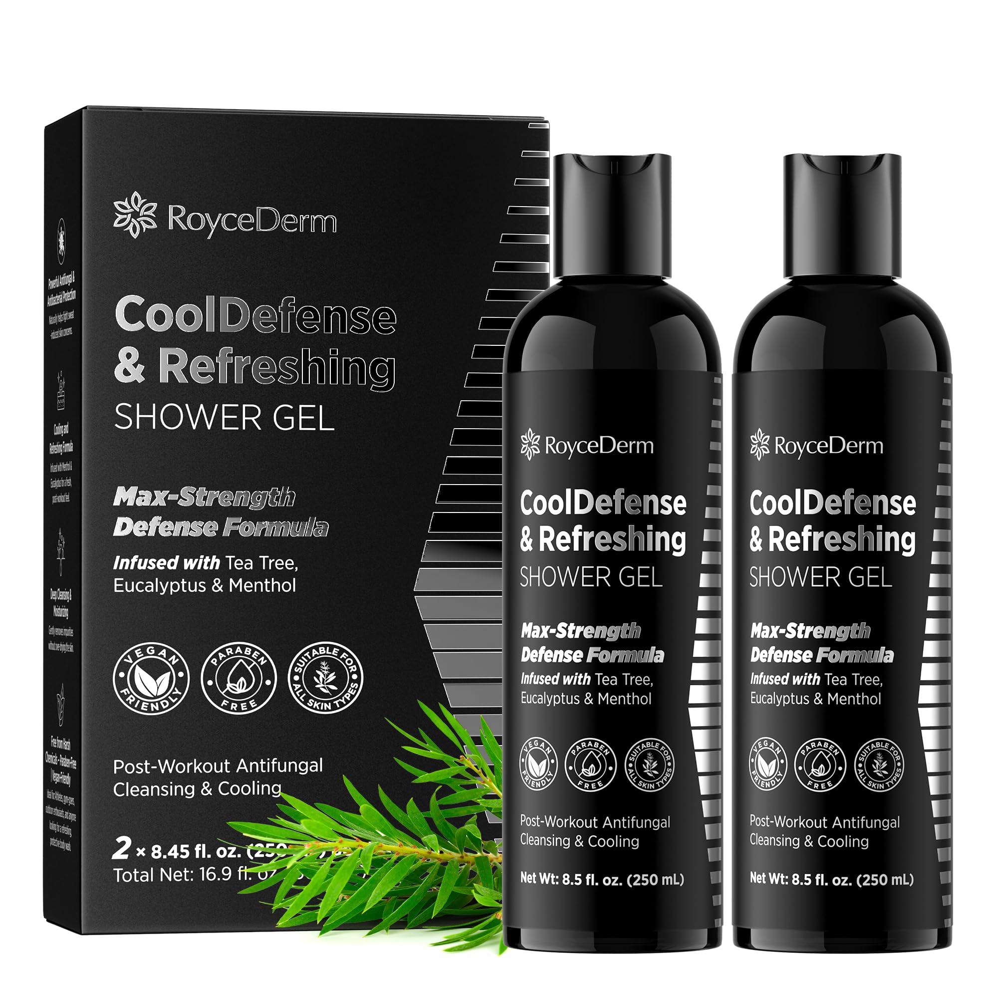 Roycederm Antifungal Body Wash - Tea Tree & Menthol Shower Gel, 2 Pack