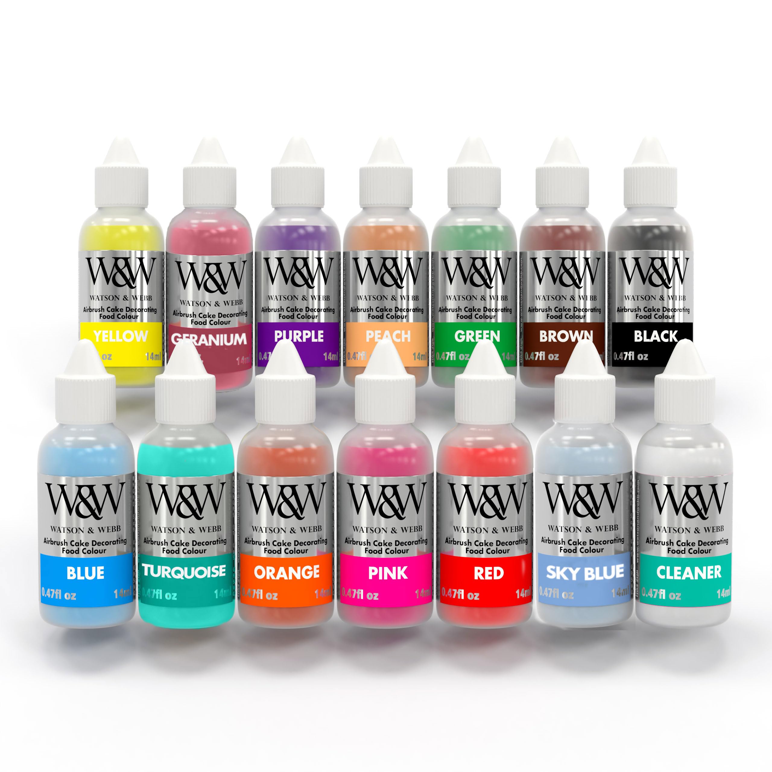 Watson & Webb Pro Airbrush Food Colours - 13x14ml Vegan Edible Paints