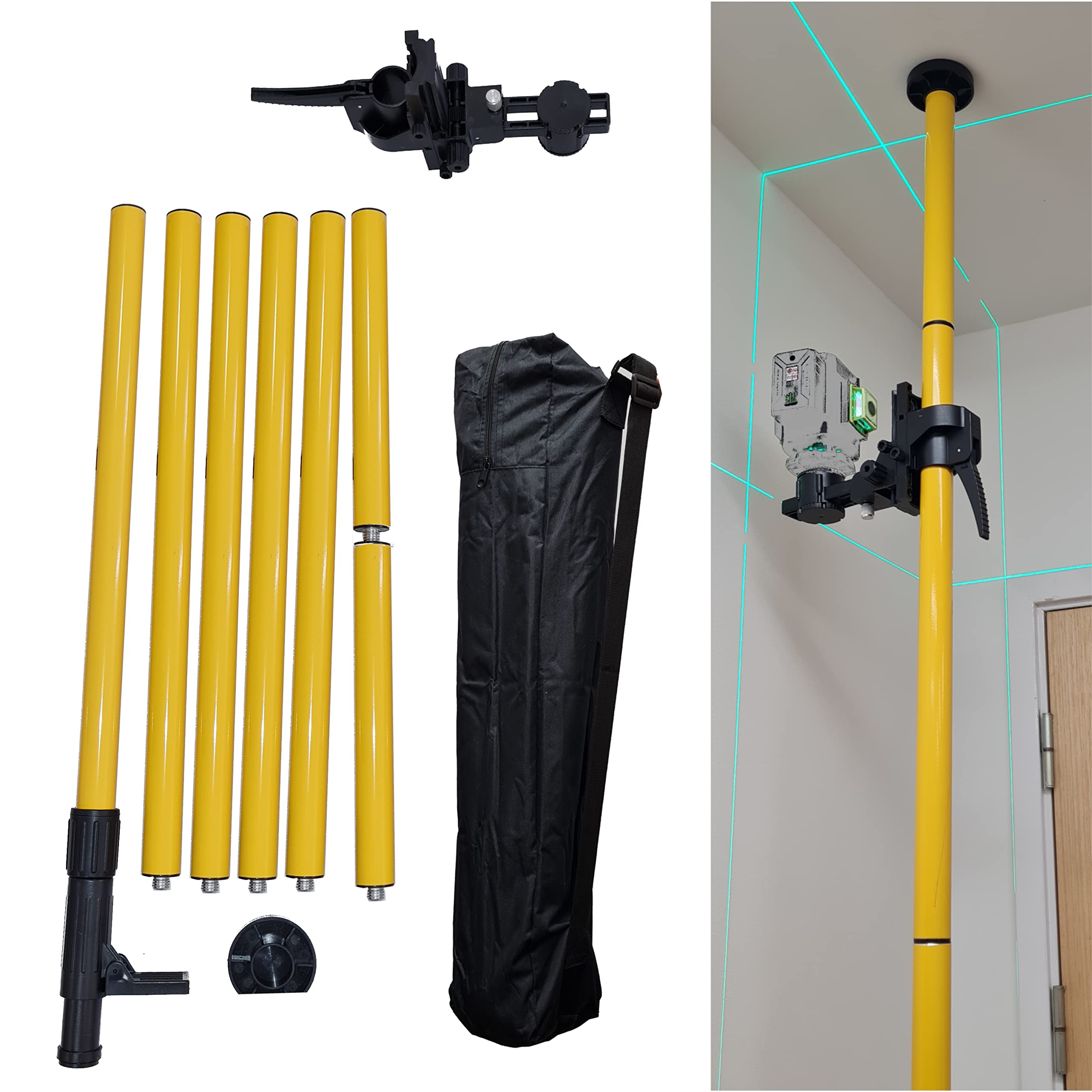 TOPWAY 4.2M Laser Level Telescoping Pole | Aluminum Support Rod