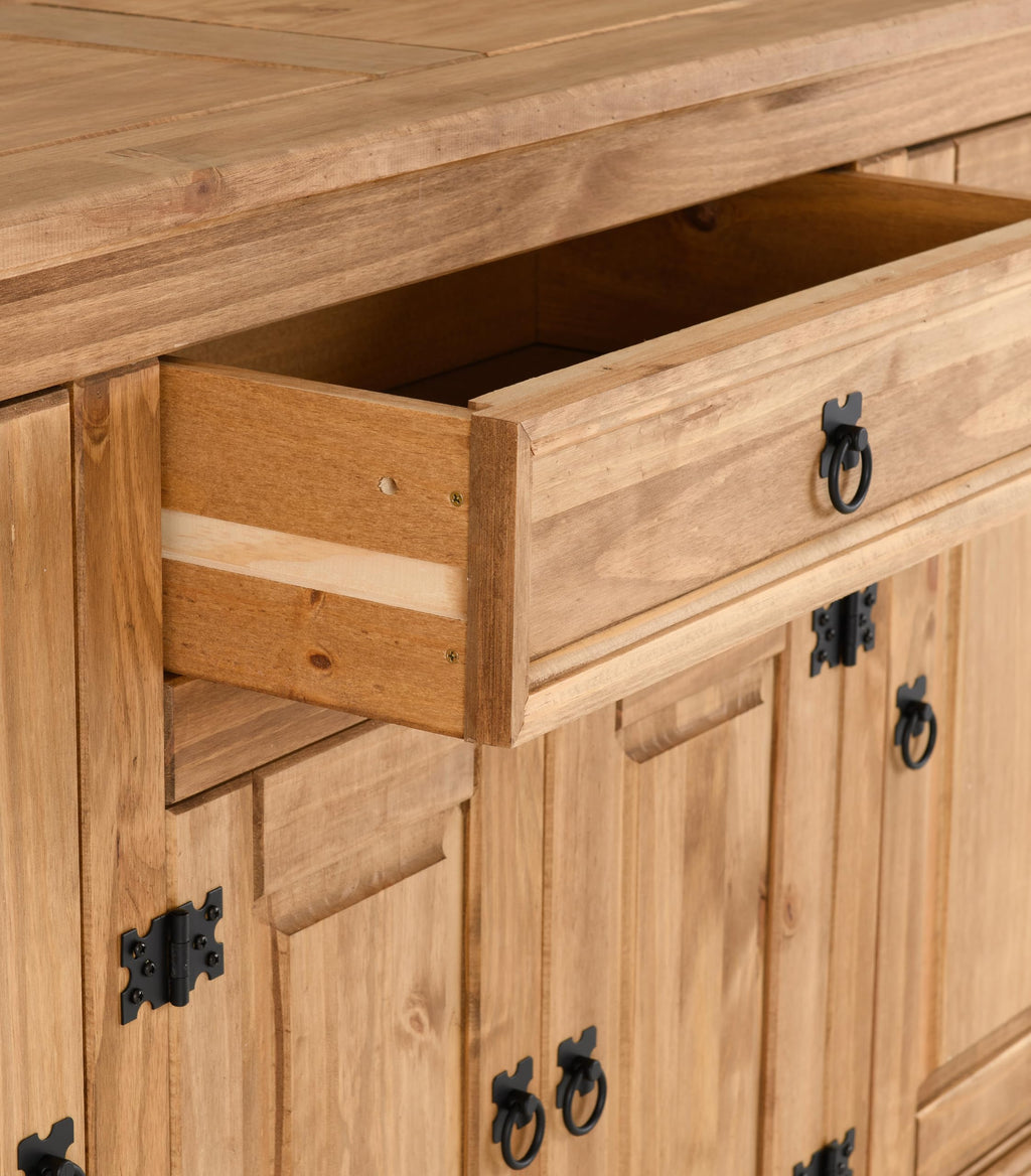 Seconique Corona 4 Door 1 Drawer Sideboard in Distressed Waxed Pine - image 2
