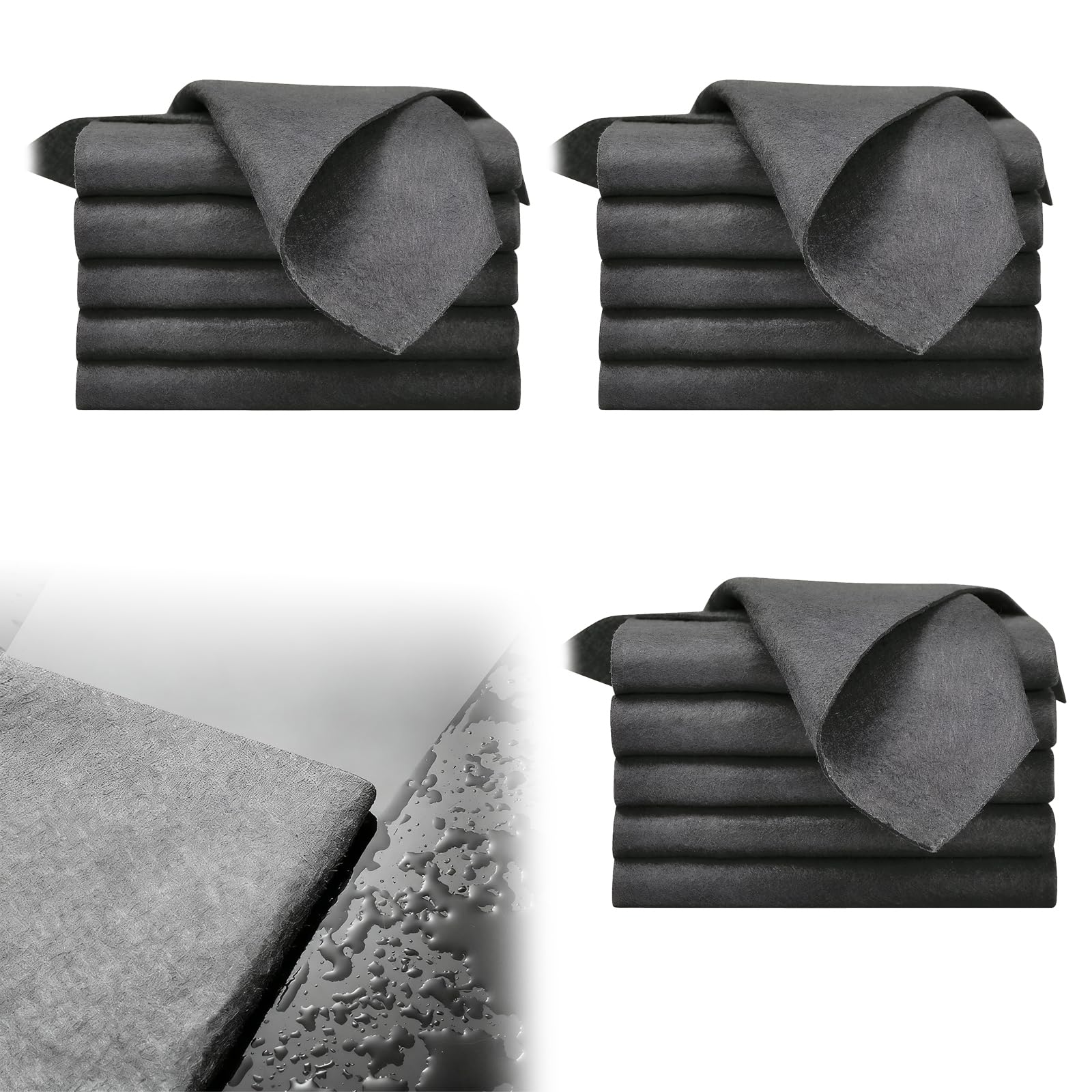 Uoxmiy 15-Pack Thick Magic Cleaning Cloths – 30x30cm Microfiber Glass Rags