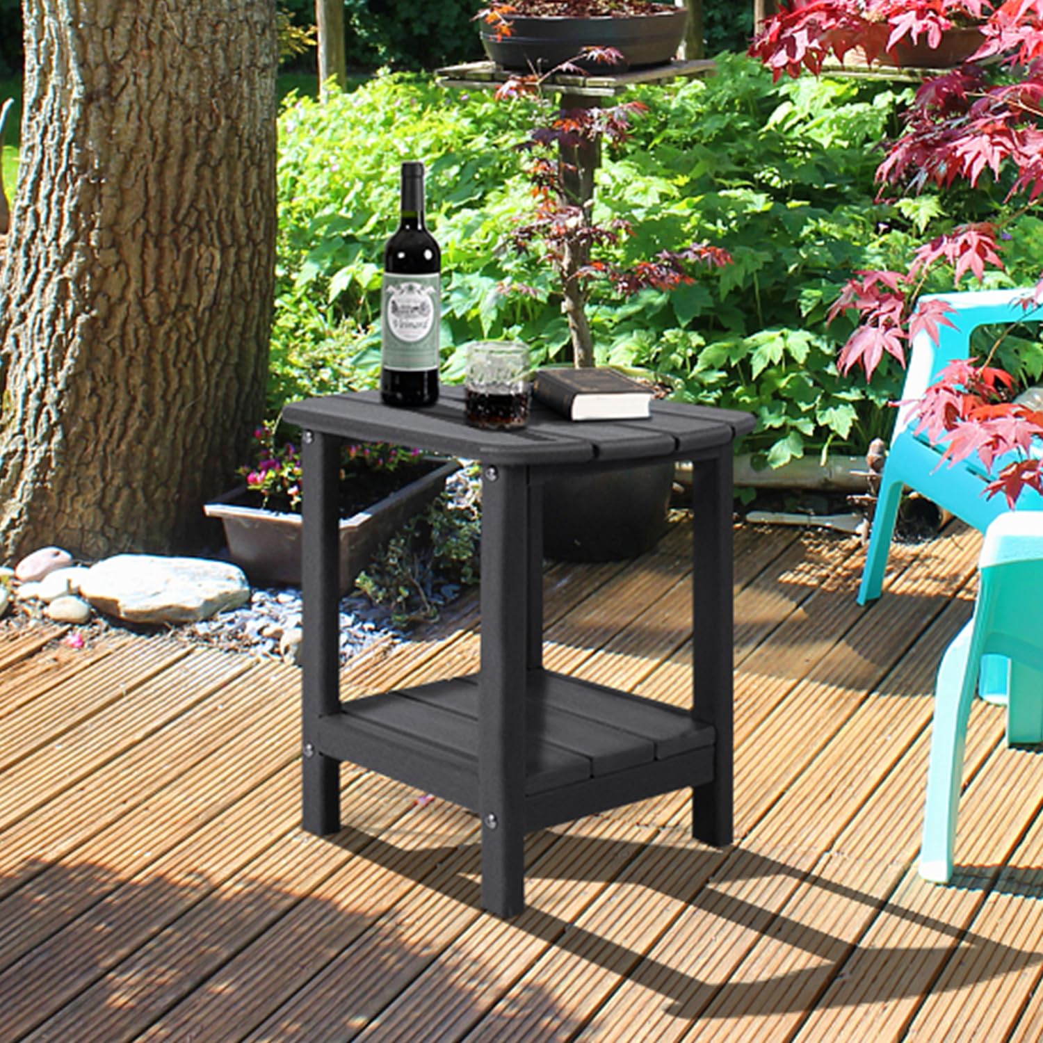 NALONE 2-Tier Adirondack Side Table | Weatherproof HDPE Outdoor End Table