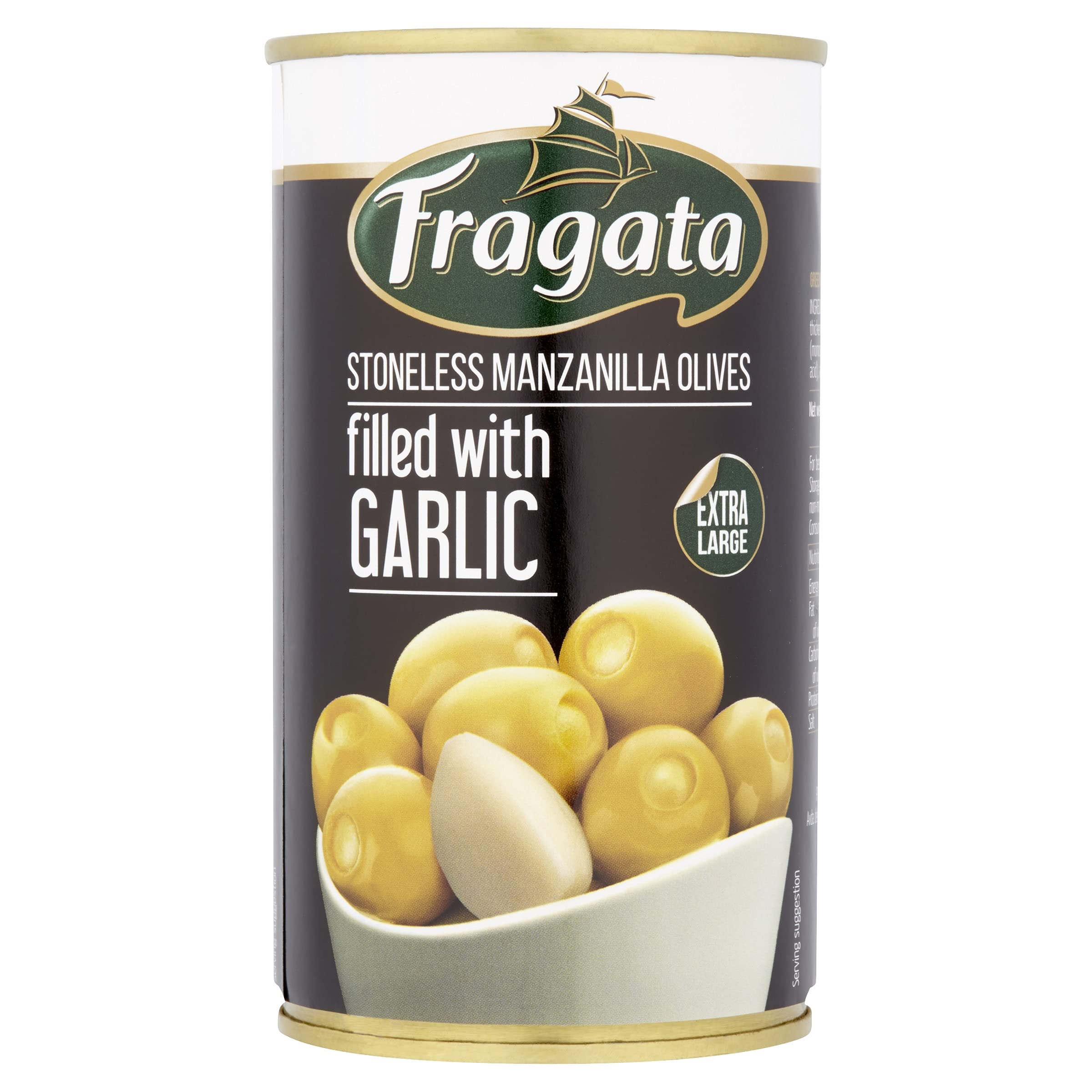 Fragata Garlic Stuffed Manzanilla Olives – 350g Pitted (Case of 8)