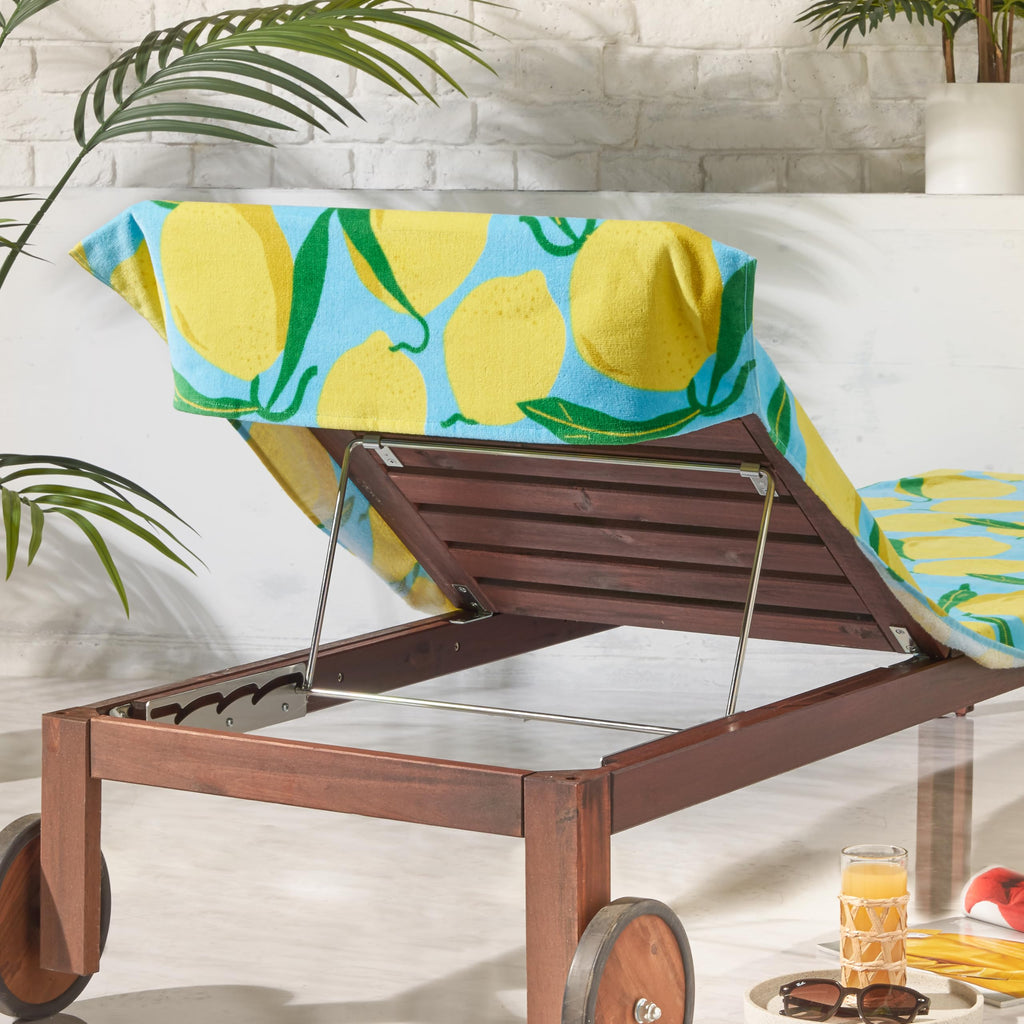 Catherine Lansfield Lemons Cotton 92x180cm Beach Sun Lounger Towel Aqua Blue - image 2
