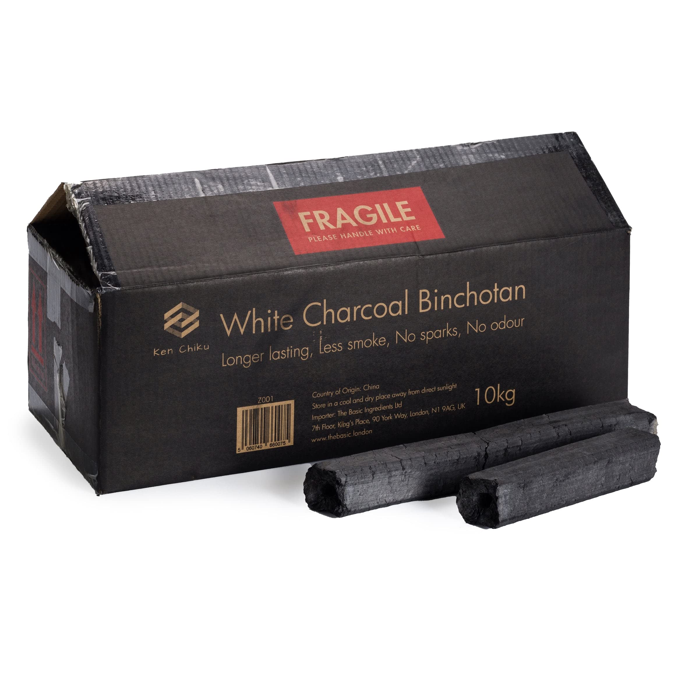 Ken Chiku White Charcoal Binchotan 10kg - Smokeless Konro Grill Fuel
