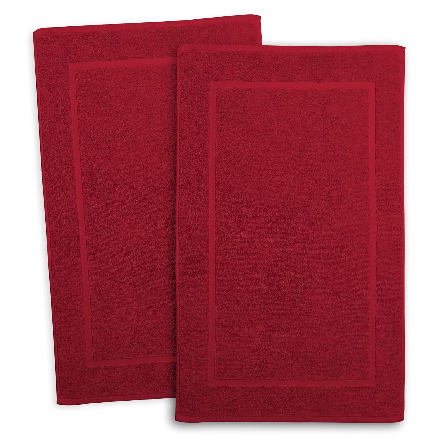Hearth & Harbor 4-Piece Cotton Bath Mat and Washcloth Set – Red