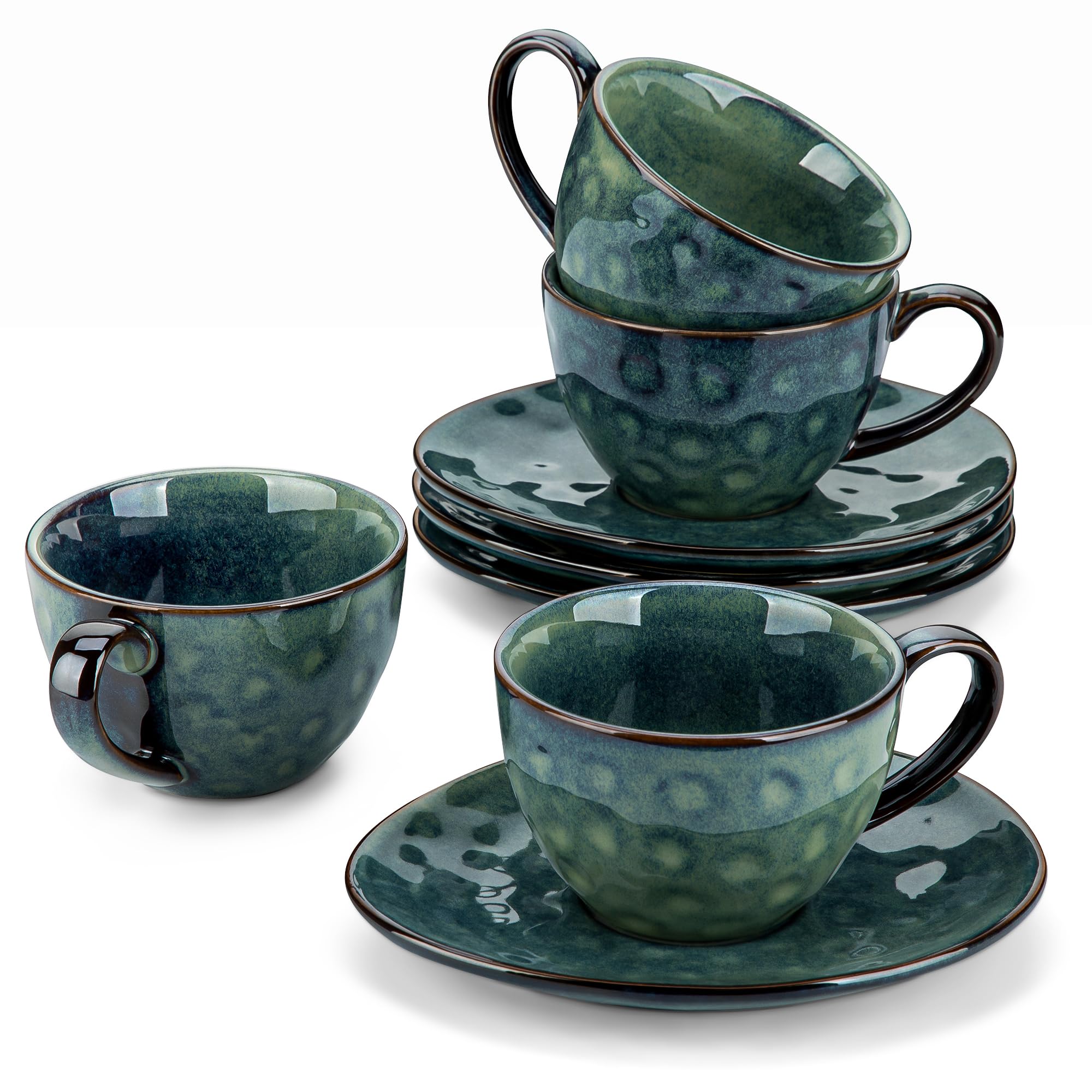 vancasso Starry Ceramic Coffee Cup and Saucer Set - 4 Piece Stoneware, 270ml