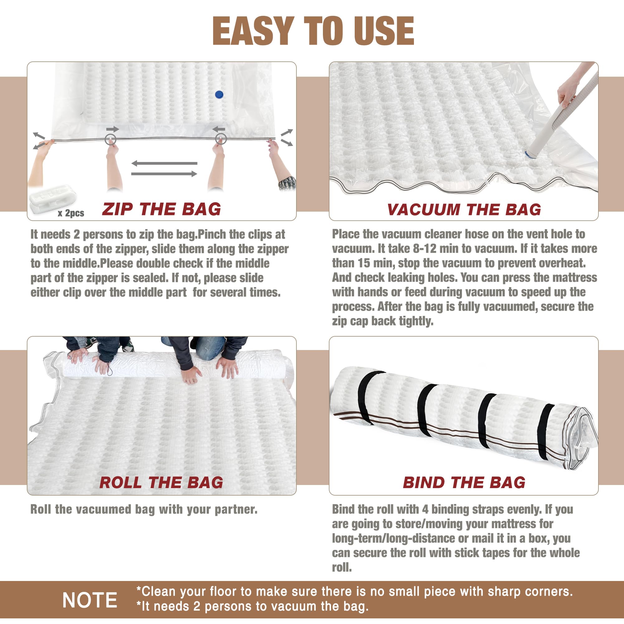Oumaru Mattress Vacuum Bag for Moving | Super King Memory Foam Seal