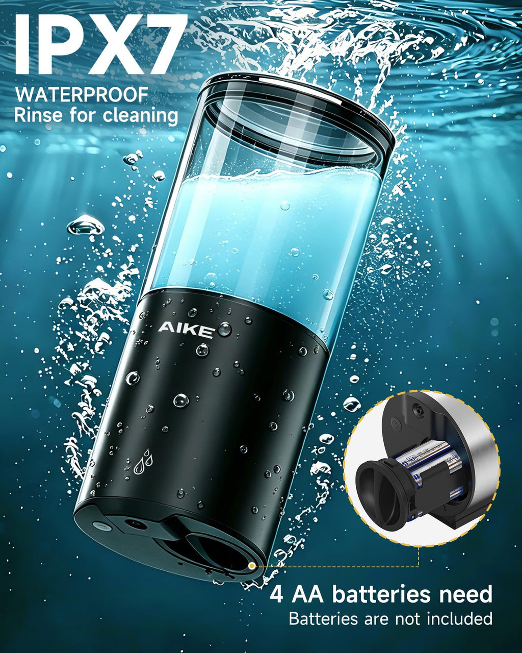 AIKE Automatic Liquid Soap Dispenser Wall Mount, IPX7 Waterproof 400ml - image 2