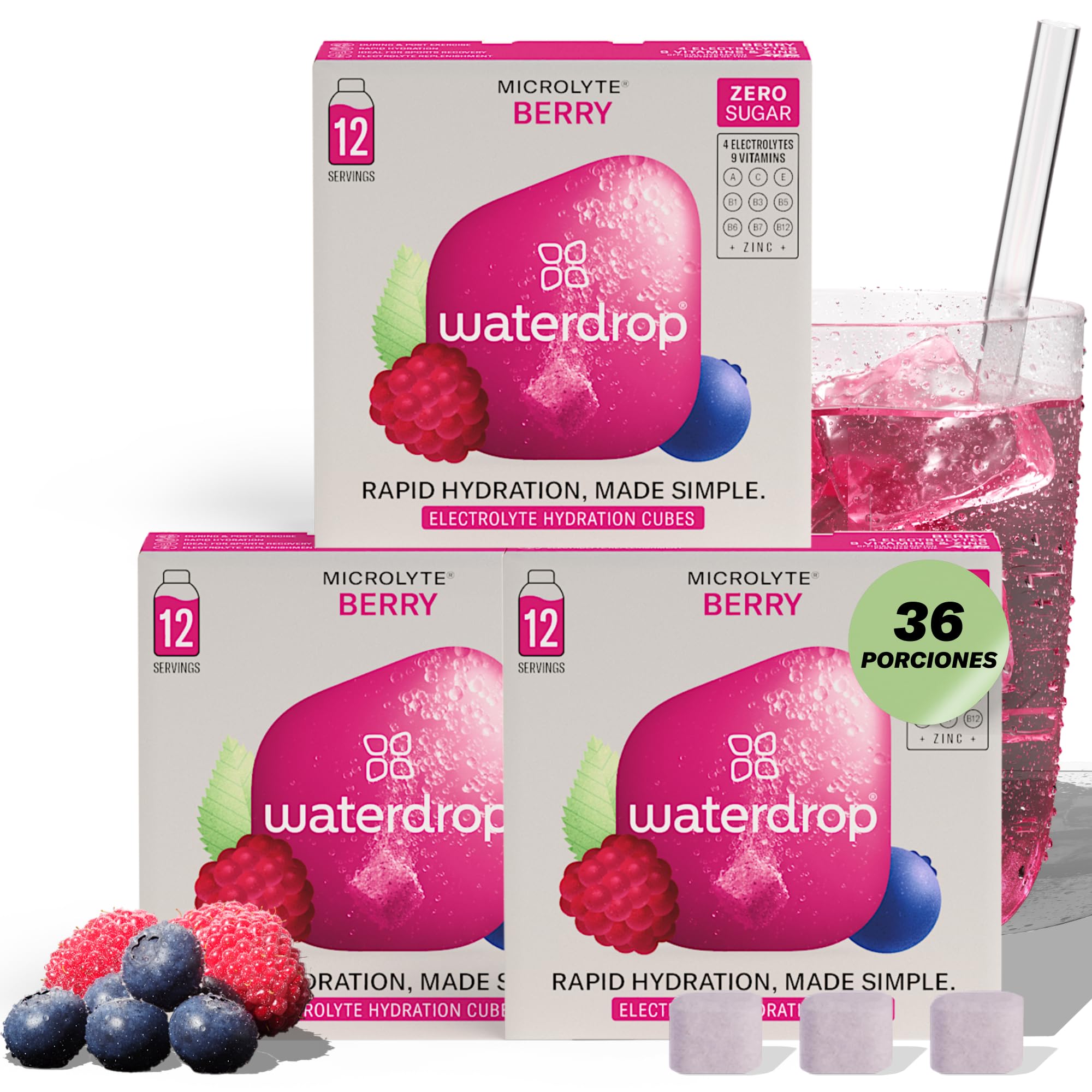 Waterdrop Microlyte Berry Electrolyte Tablets - Sugar Free, 36 Cubes
