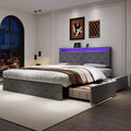 Ball & Cast Double Upholstered Bed with 4 Drawers, LED & USB – Grey