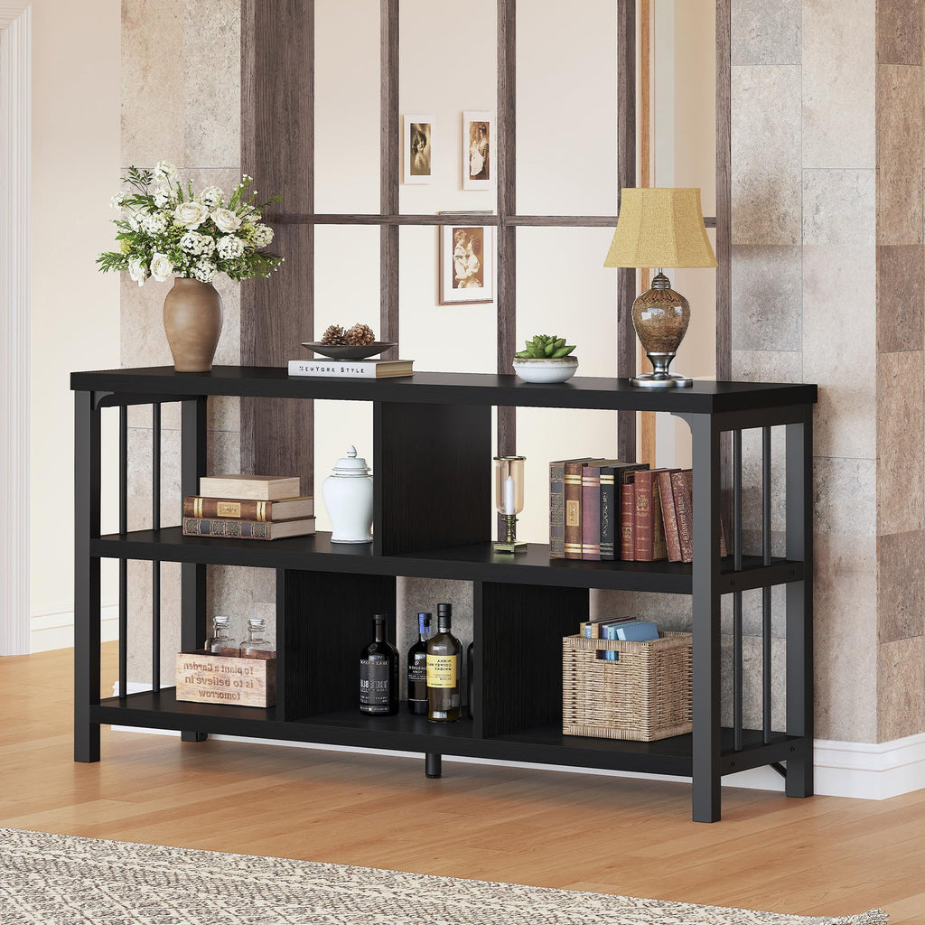 IBF 5 Cube Storage Organizer Bookshelf Low Bookcase 120cm Black Oak - image 1