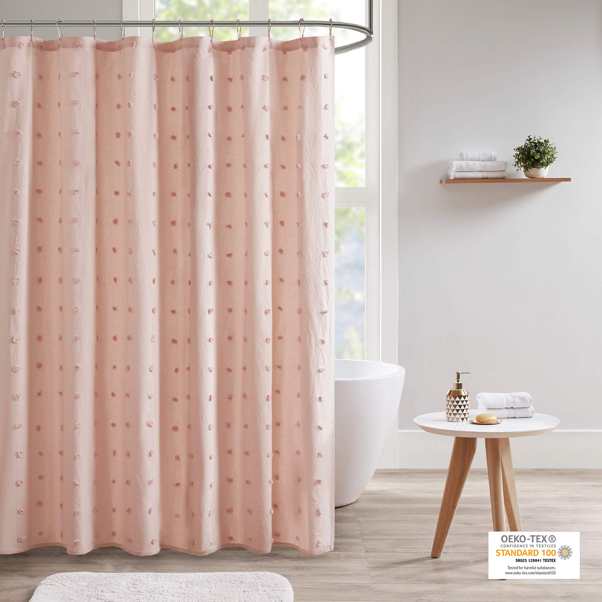 Urban Habitat Brooklyn Cotton Pom Pom Shower Curtain – Pink Shabby Chic