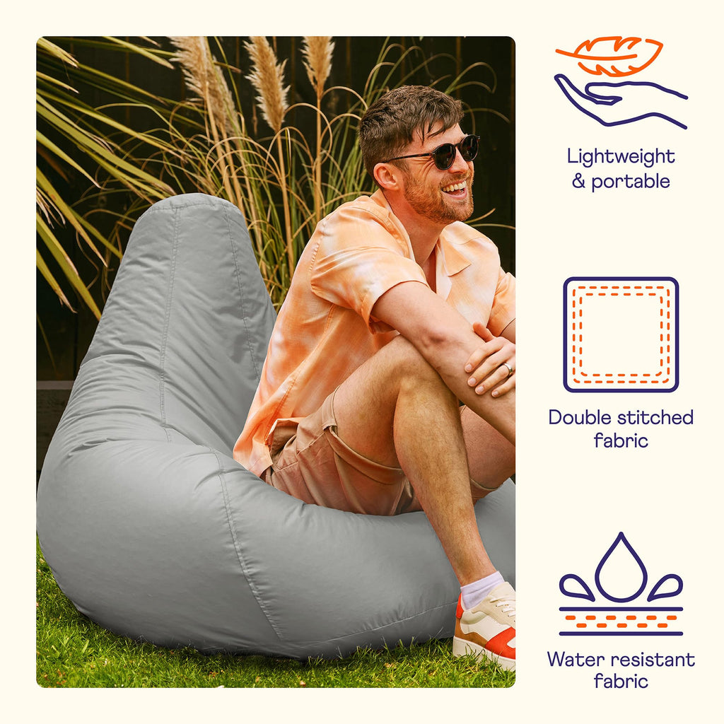 Bean Bag Bazaar Recliner Gaming Chair – Grey Water Resistant Fabric