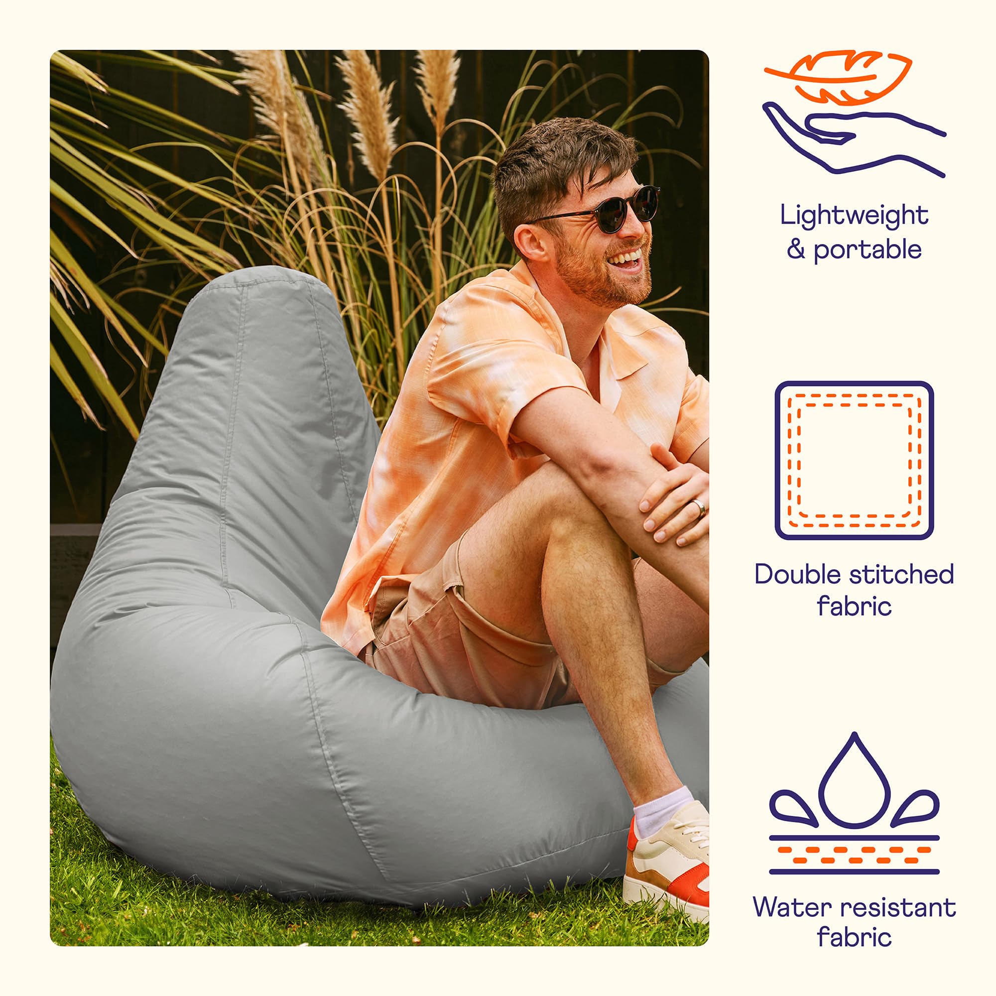 Bean Bag Bazaar Recliner Gaming Chair – Grey Water Resistant Fabric