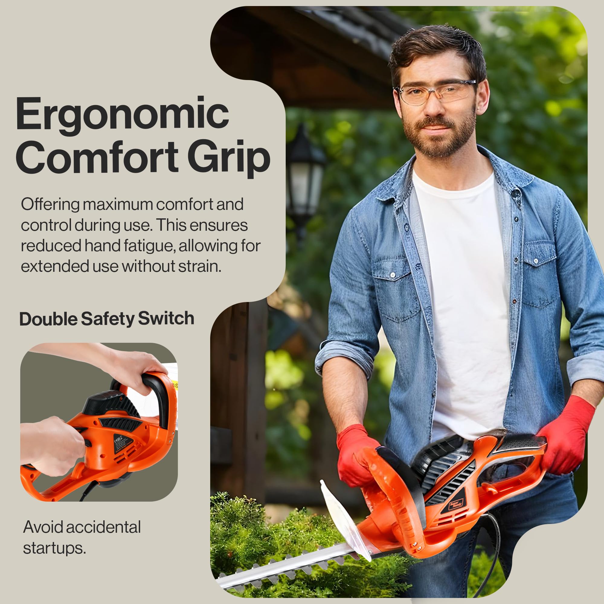 SuperHandy Corded Hedge Trimmer | 610mm 600W Electric Garden Tool