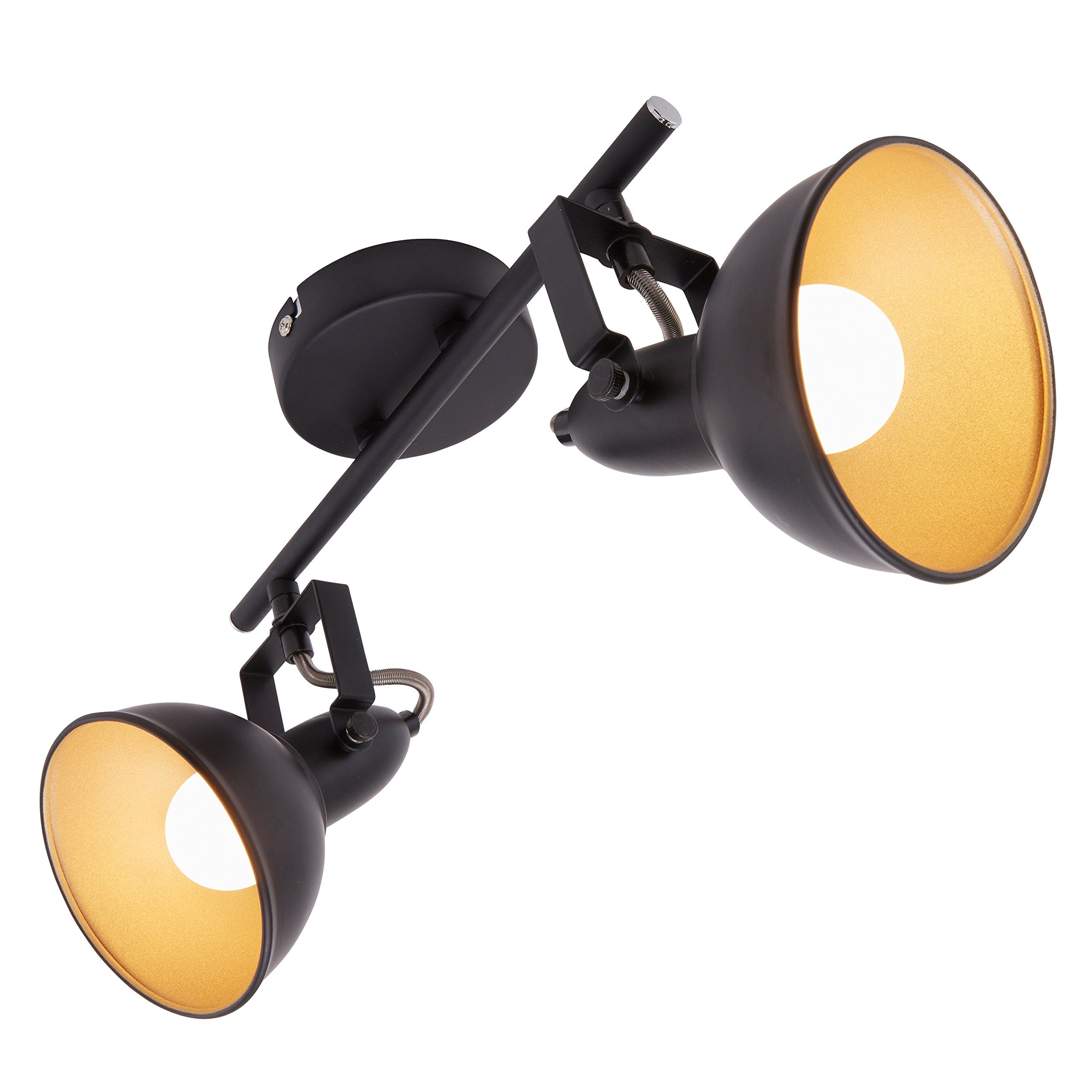Briloner Leuchten Retro Ceiling Light – 2-Spot Black & Gold Metal Lamp
