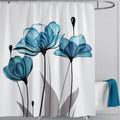 LIVETTY Blue Floral Fabric Shower Curtain | Waterproof & Quick-Dry 180x180cm