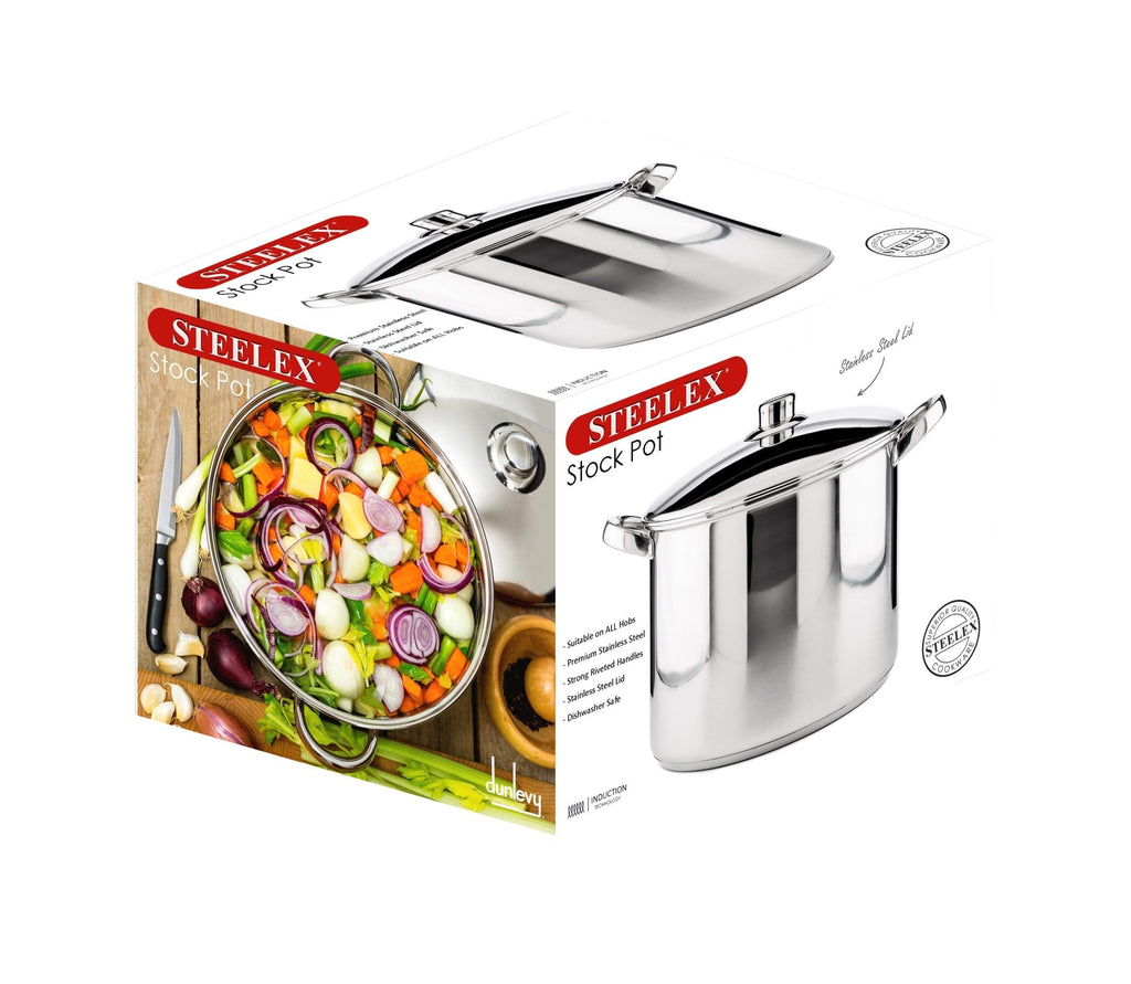 Steelex Stainless Steel Induction Stock Pot with Lid | Mirror Polished Finish