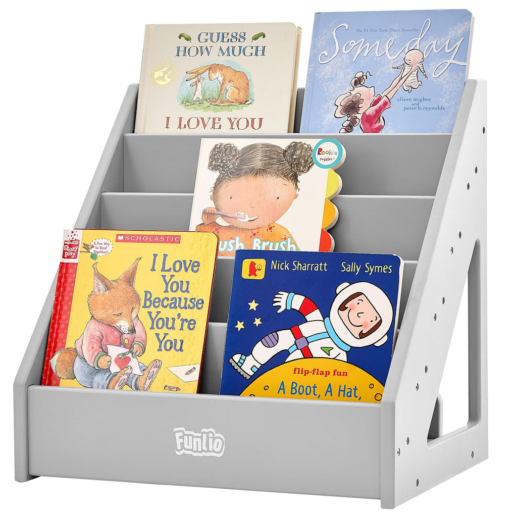 FUNLIO Montessori Bookshelf – Front-Facing Pine Wood Toddler Bookcase