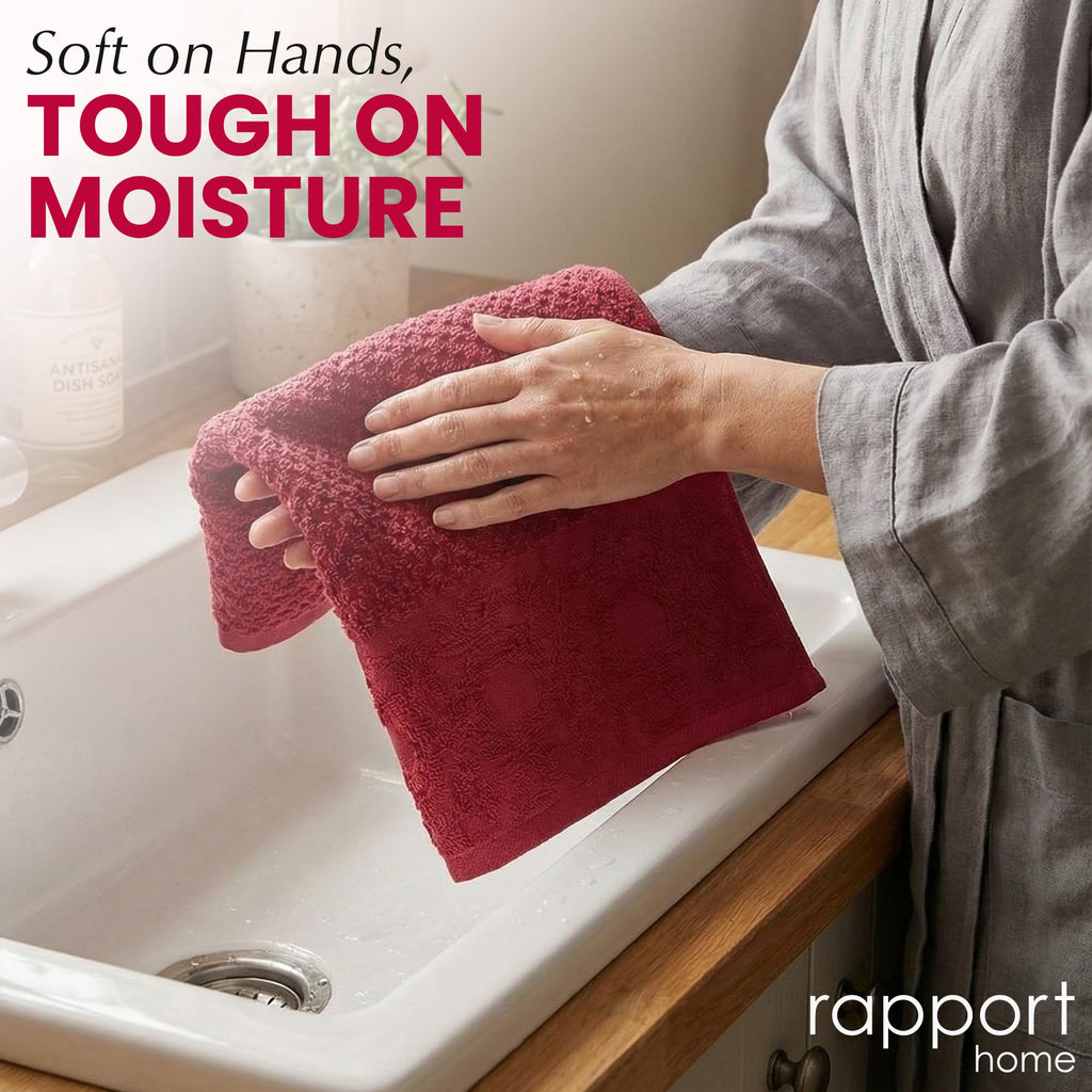 Rapport Home Versailles Jacquard Hand Towels 2 Pack - Ruby, 50x85cm - image 5