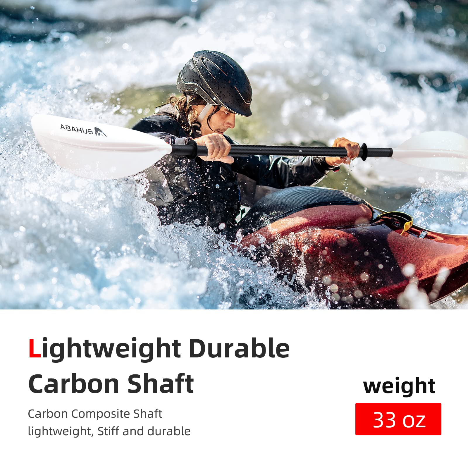 Abahub Carbon Fiber Kayak Paddle – 90.5 Inch Lightweight Oar with Leash
