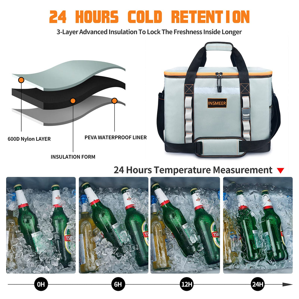 INSMEER Large 65 Can Soft Cooler Bag | 48L Leakproof Foldable Thermal Bag