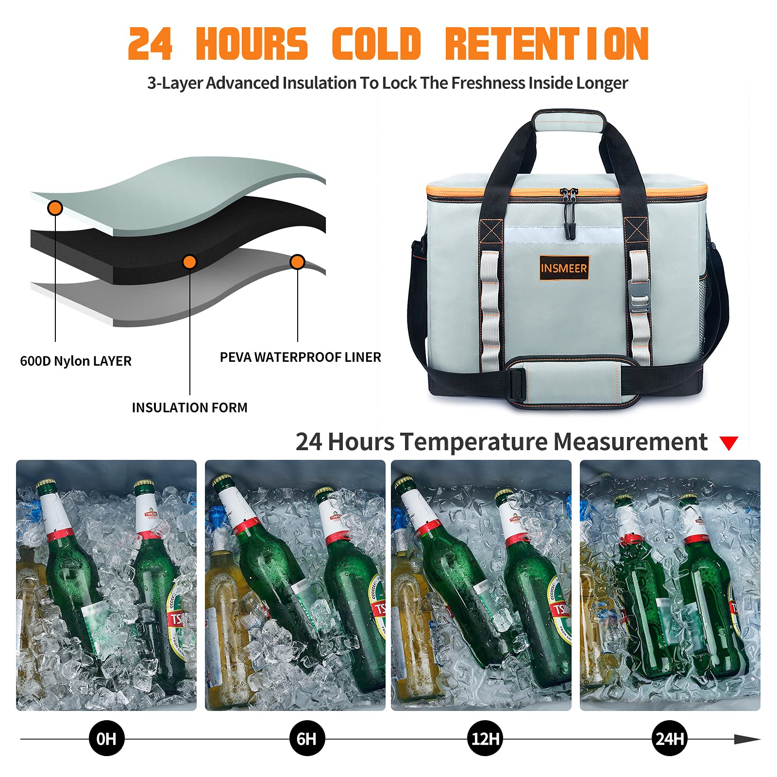INSMEER Large 65 Can Soft Cooler Bag | 48L Leakproof Foldable Thermal Bag