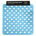 SUL Square Non-Slip Shower Mat | Anti-Mould PVC Bath Mat with Suction - Blue