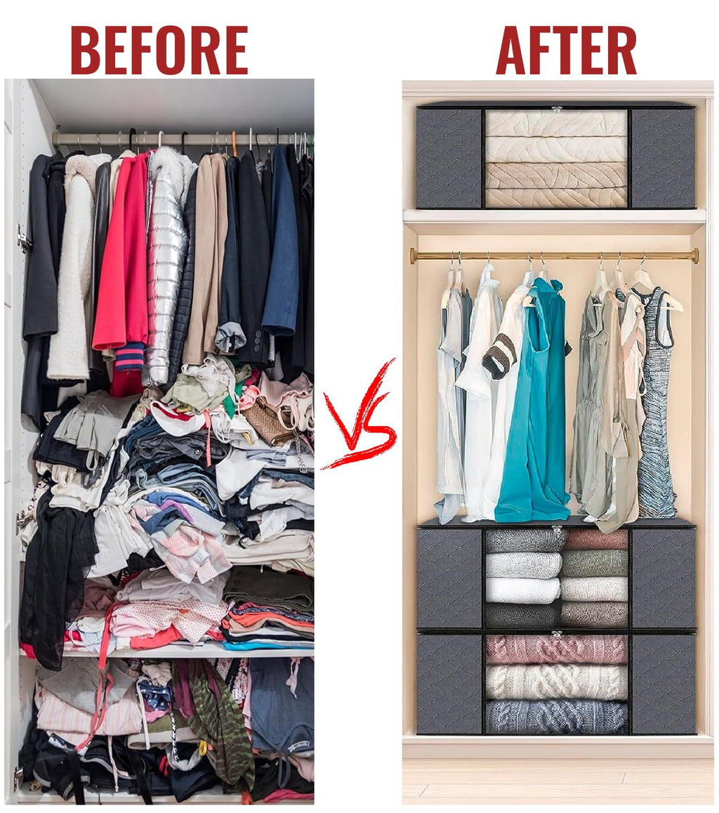 edihome, Clothes Storage Bag, 10 pieces, Wardrobe Organiser, with Reinforced Handles, Heavy Duty Cloth Pouches with Transparent Window - image 5