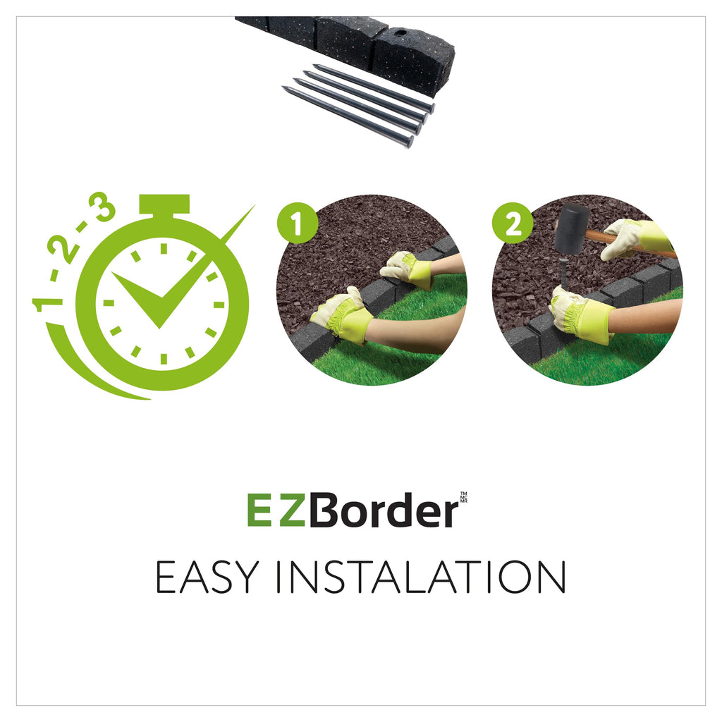 Nicoman Roman Castle Stone Rubber Garden Edging, Earth, 4-Pack