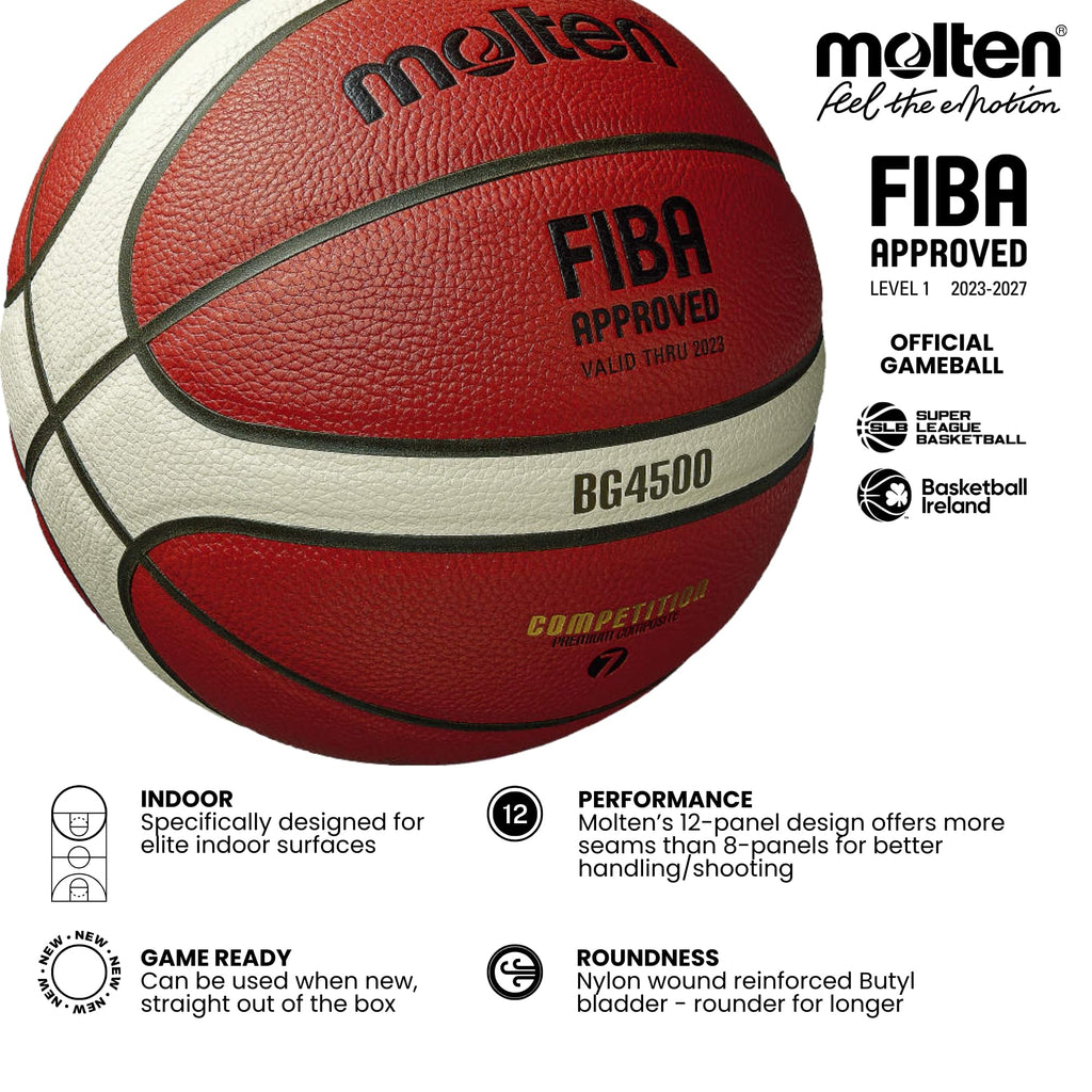 Molten BG4500 Basketball – FIBA Approved Premium Composite Leather – Size 7