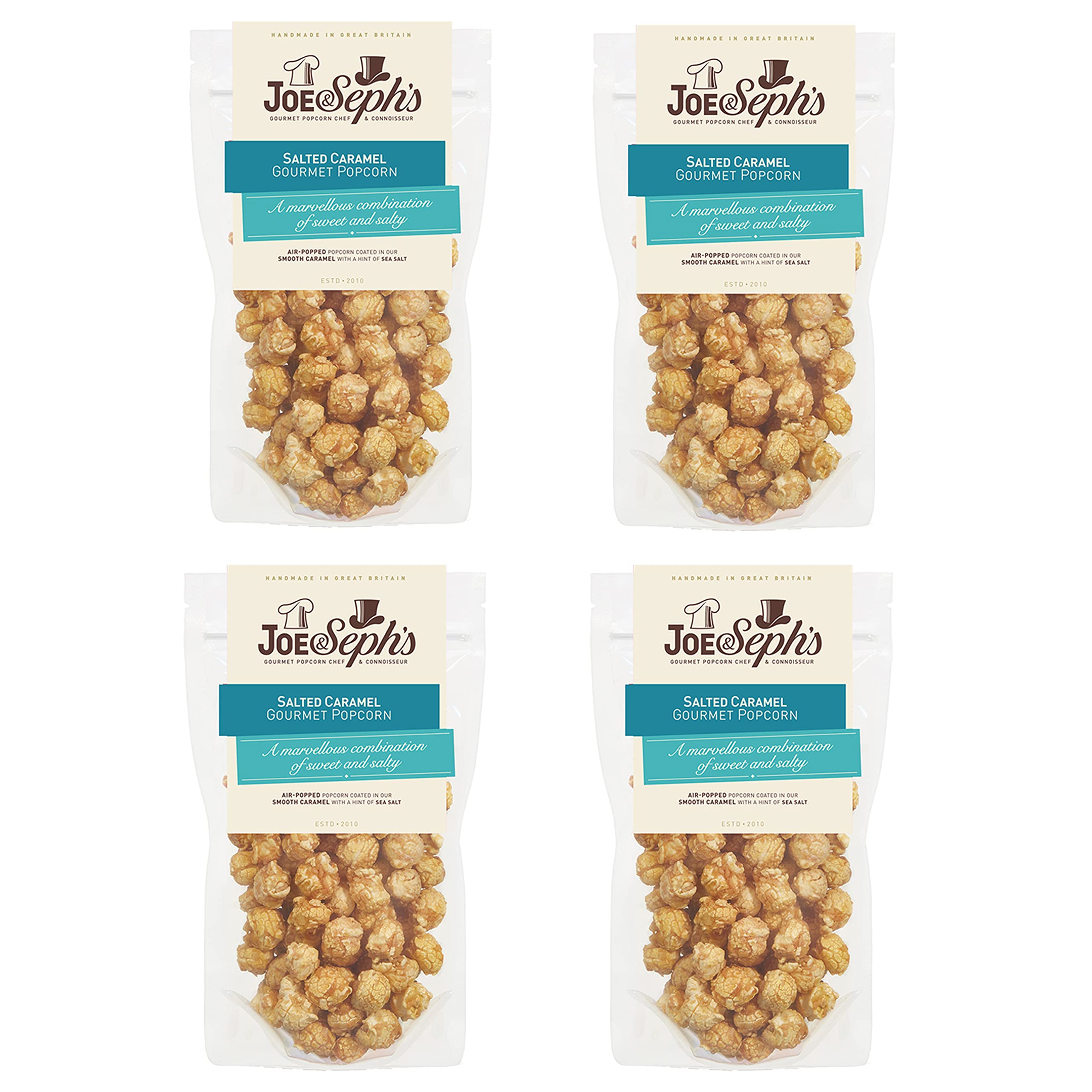 Joe & Seph's Salted Caramel Gourmet Popcorn – 4 x 80g Snack Packs