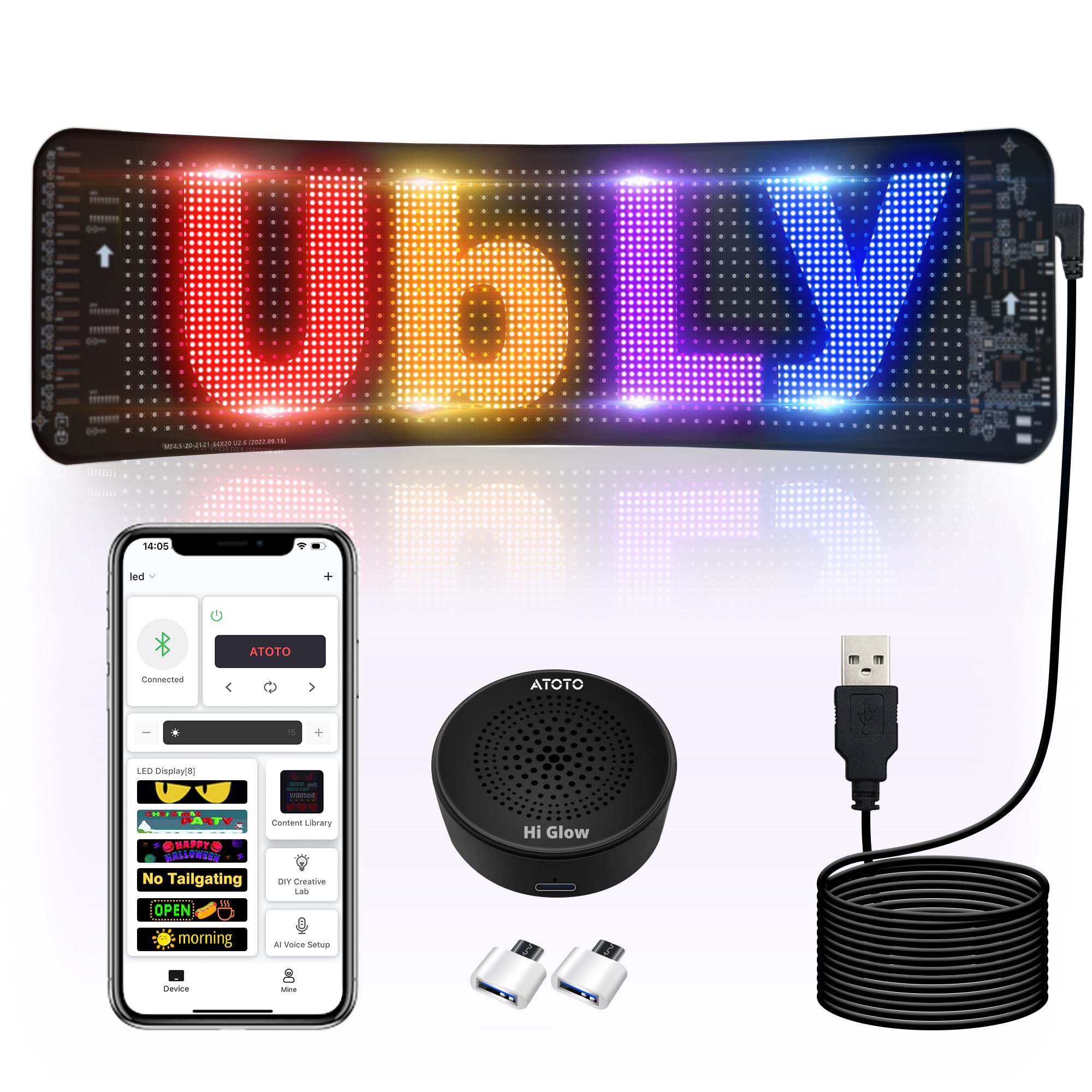 AI Voice Devil Eyes Light – Flexible IP66 LED Sign for Cars