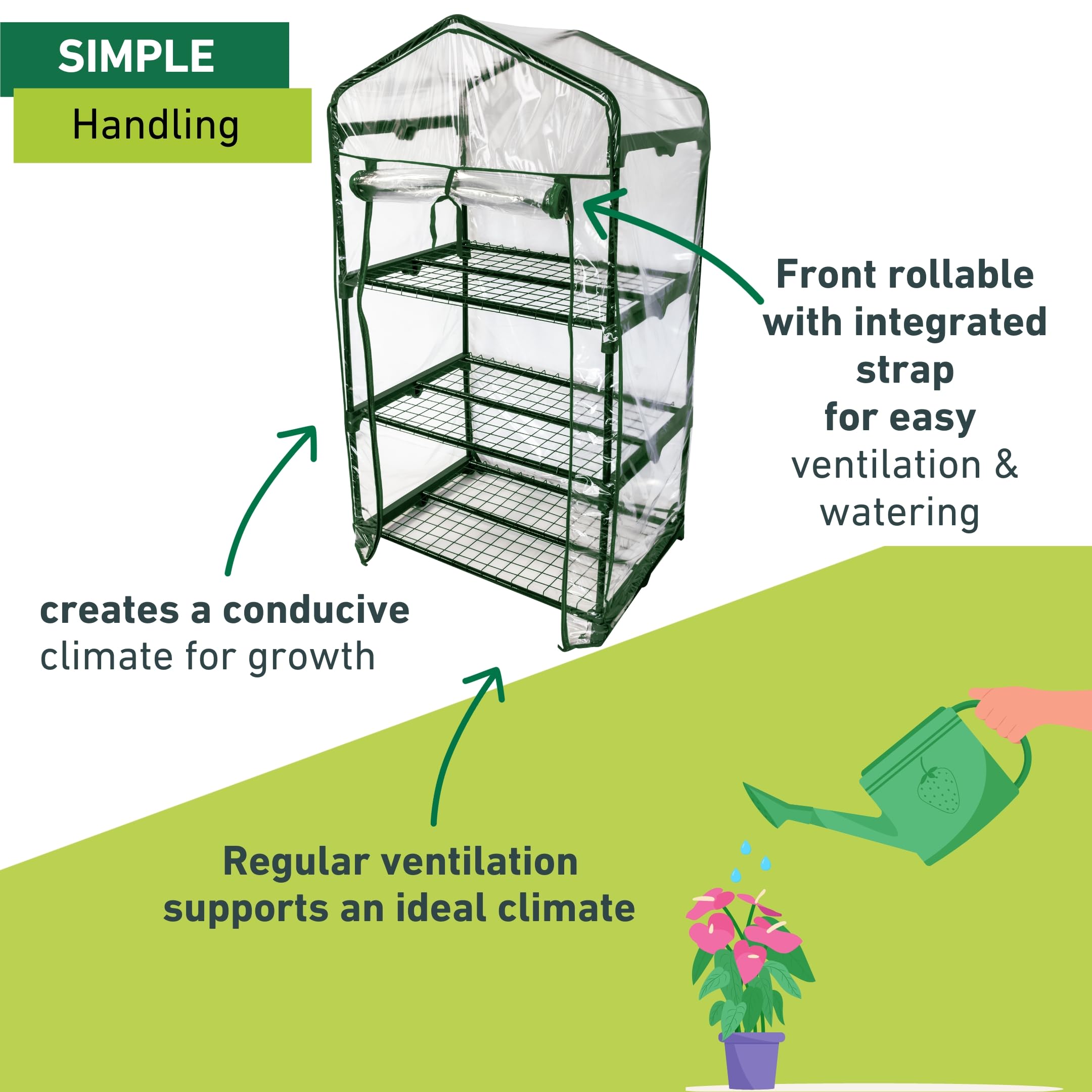Windhager Balcony Cold Frame Foil Greenhouse - 3 Shelves, 68x49x128 cm