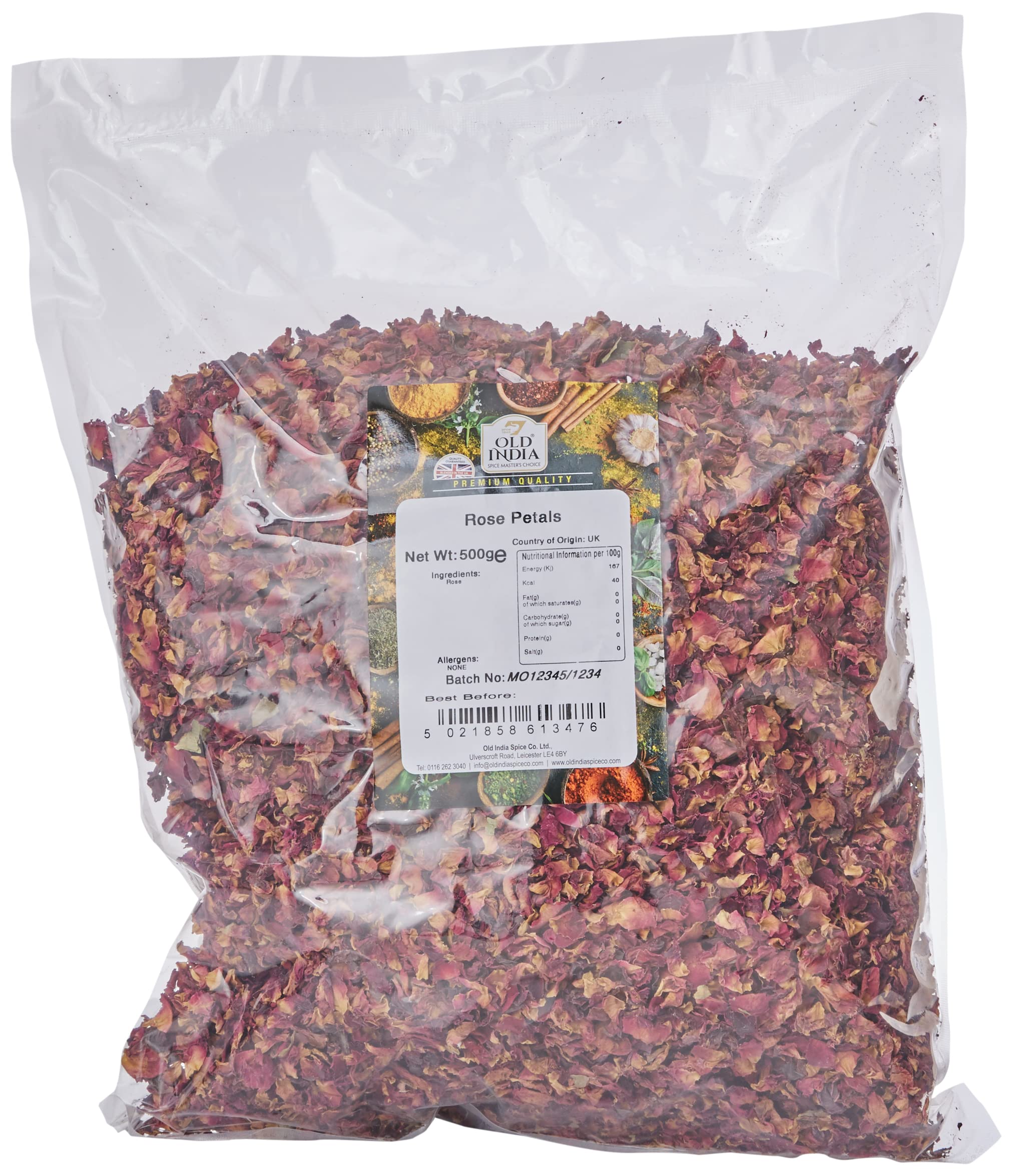 Old India Dried Rose Petals – 500g Edible Flowers for Culinary Use