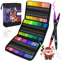 VAKKI 60 Dual Tip Colouring Pens | Water-Based Felt Tip Brush Art Markers
