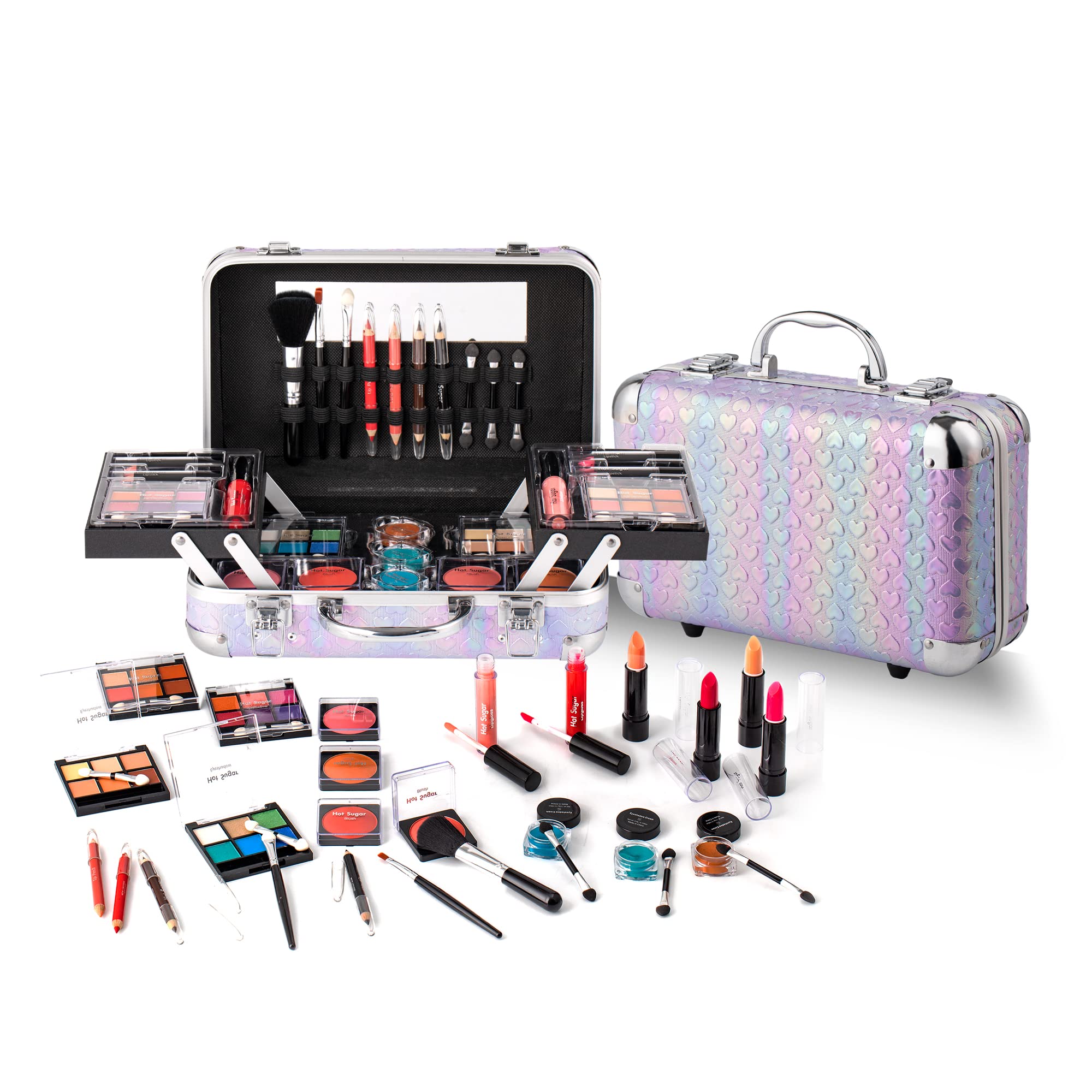 Hot Sugar 27-Piece Makeup Kit | All-in-One Cosmetic Set with Train Case