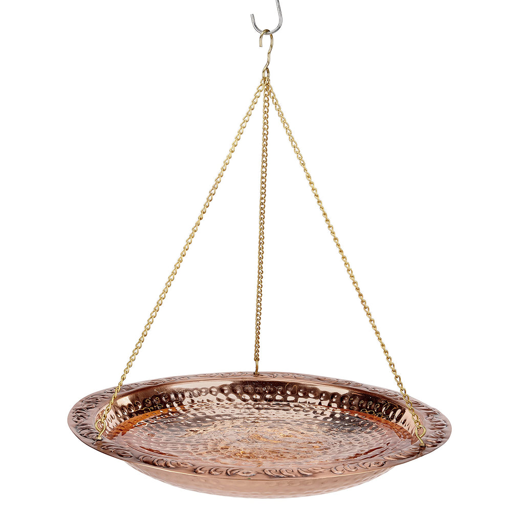 Good Directions 18" Hanging Bird Bath – Pure Copper Artisan Bowl