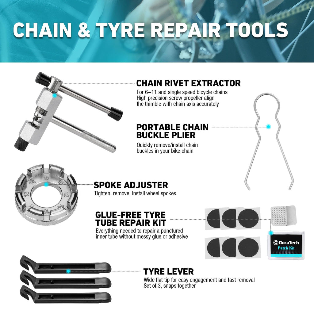 DURATECH 31-Piece Bicycle Repair Tool Kit with Portable Storage Case