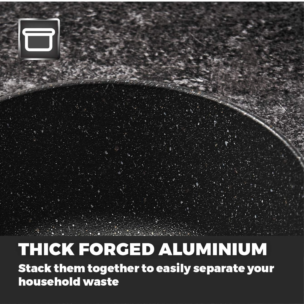 Tower Precision 5 Piece Non-Stick Pan Set | Black Diamond Coating