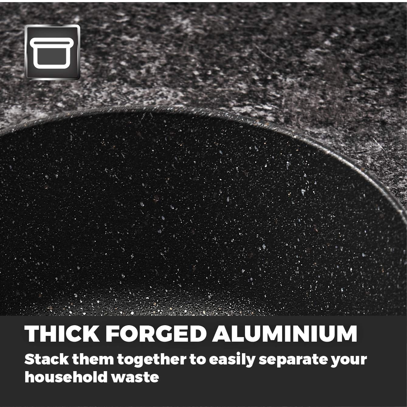 Tower Precision 5 Piece Non-Stick Pan Set | Black Diamond Coating