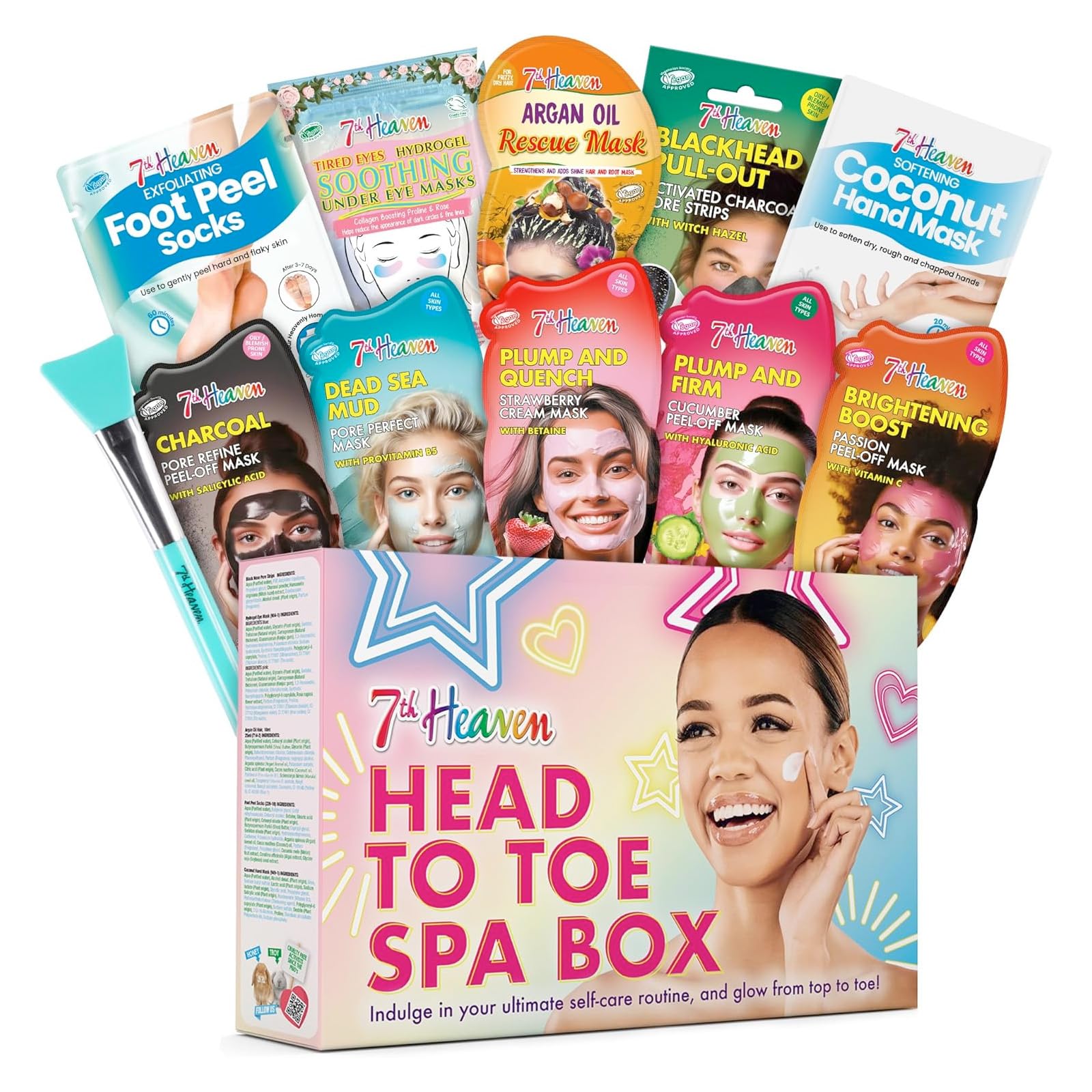 7th Heaven Head to Toe Spa Gift Set | 10-Piece Vegan Skincare Kit