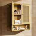 unho Bamboo Bathroom Wall Cabinet | Rattan 2-Door Storage Cupboard